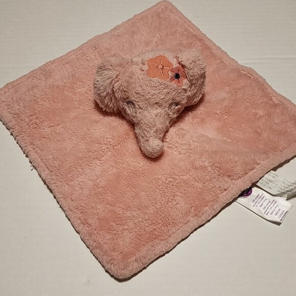 Parent's Choice Elephant Lovey Security Blanket Plush Pink Flowers - Picture 1 of 7